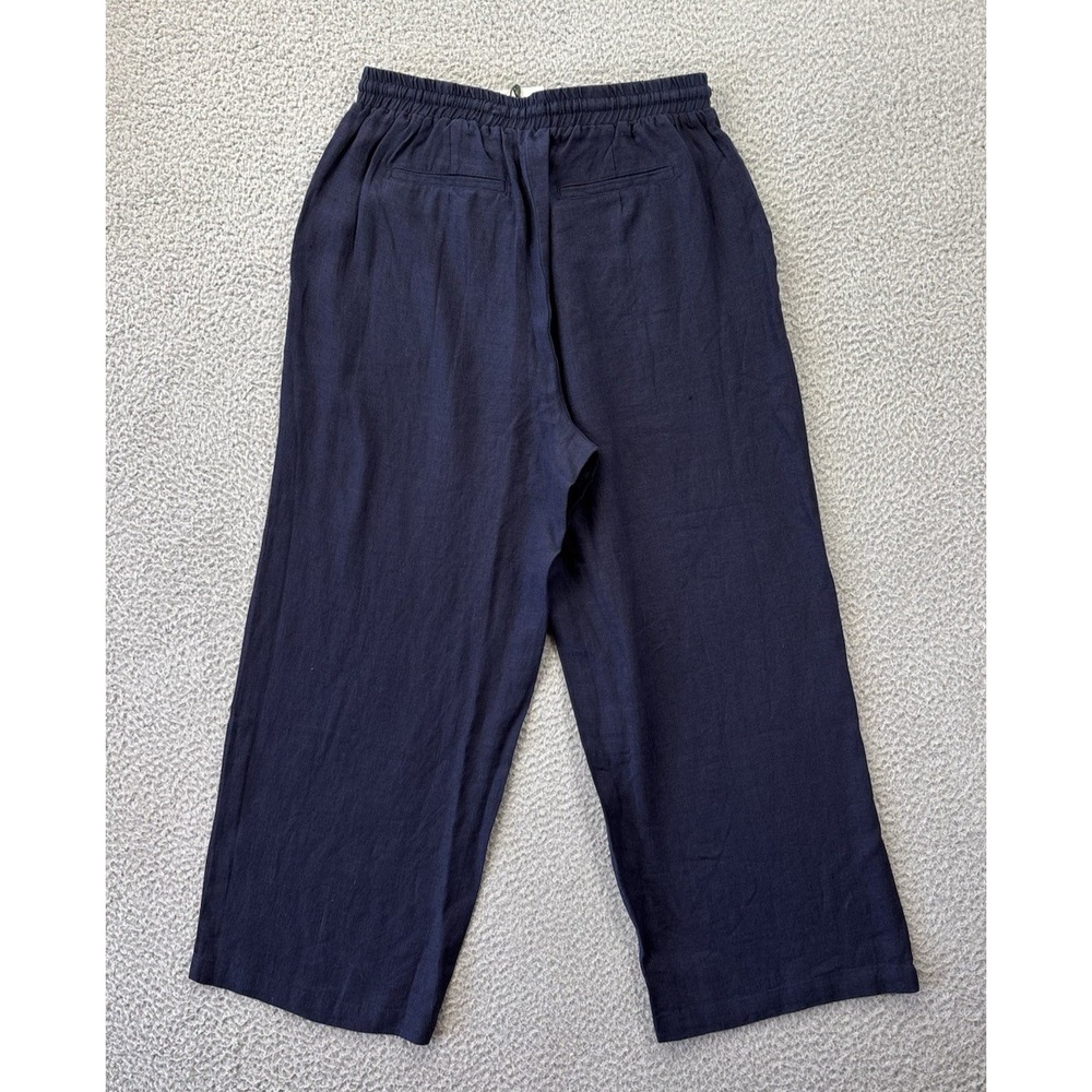 BARBOUR Cherbury Trousers Womens 10 Midnight Dark Blue Linen Elastic Waist NWT - Picture 9 of 13